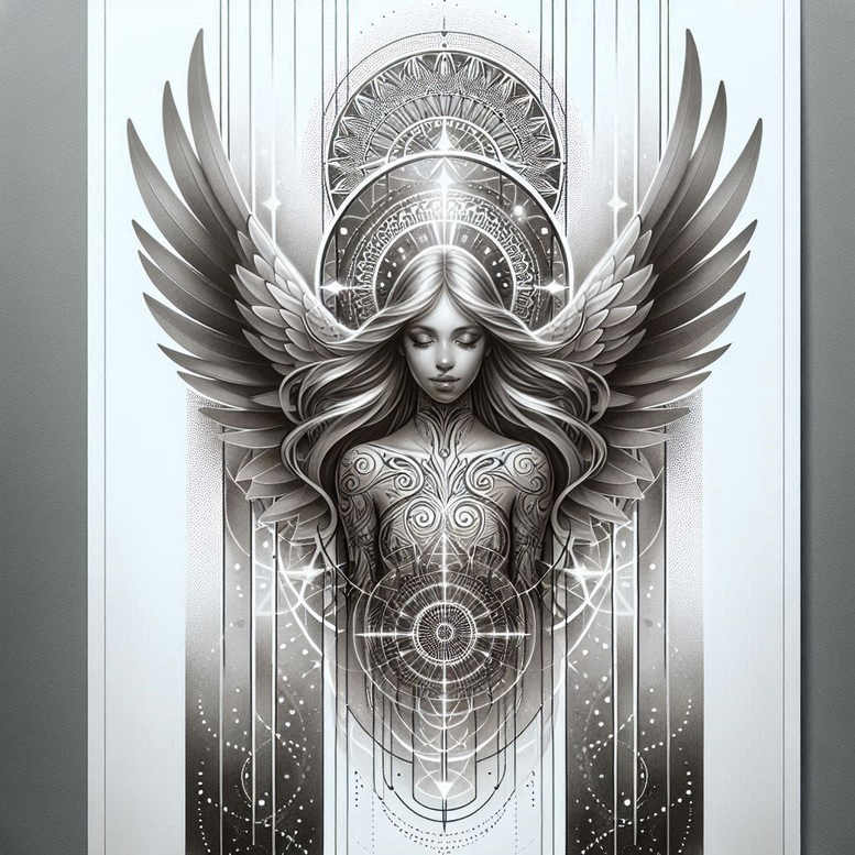 angel-of-redemption – tattoo design ideas free ai generated – neotraditional-detailed-linework – for-lower-leg – Gallery: angel-inkby-ai