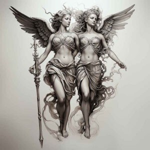 angel-of-redemption – tattoo design ideas free ai generated – realism-skin-illusion – for-upper-chest – Gallery: angel-inkby-ai