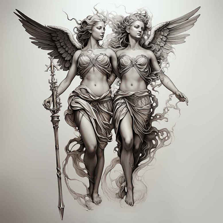 angel-of-redemption – tattoo design ideas free ai generated – realism-skin-illusion – for-upper-chest – Gallery: angel-inkby-ai