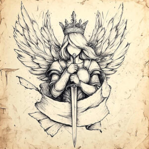 angel-of-strength – tattoo design ideas free ai generated – neotraditional-modern-classic – for-stomach – Gallery: angel-inkby-ai