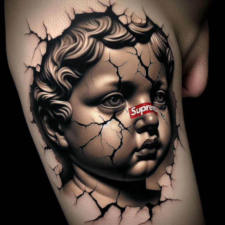angel-of-strength – tattoo design ideas free ai generated – neotraditional-strong-contrast – for-sternum – Gallery: angel-inkby-ai