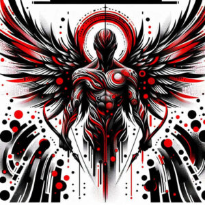 angel-of-strength – tattoo design ideas free ai generated – neotraditional-textural-detail – for-lower-thigh – Gallery: angel-inkby-ai
