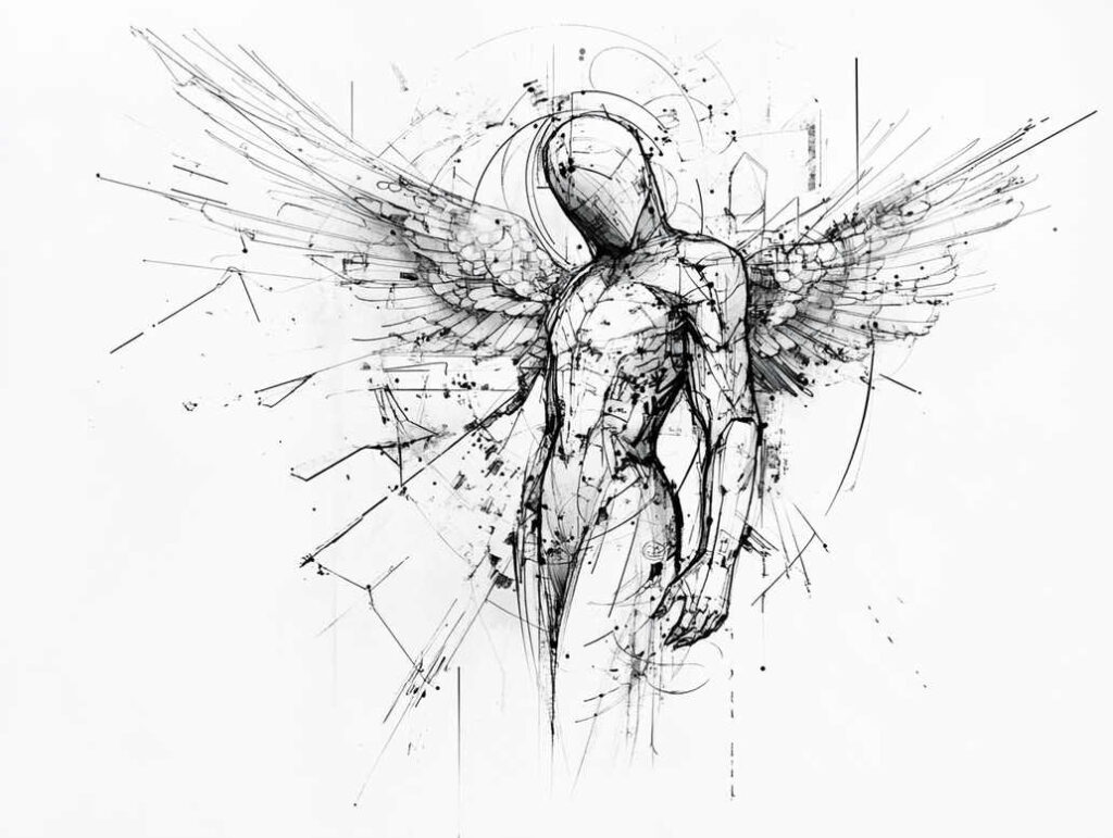 angel-of-strength – tattoo design ideas free ai generated – realism-hyper-detail – for-lower-chest – Gallery: angel-inkby-ai