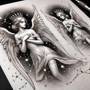angel-of-the-dawn – tattoo design ideas free ai generated – neotraditional-expressive-color – for-hand – Gallery: angel-inkby-ai