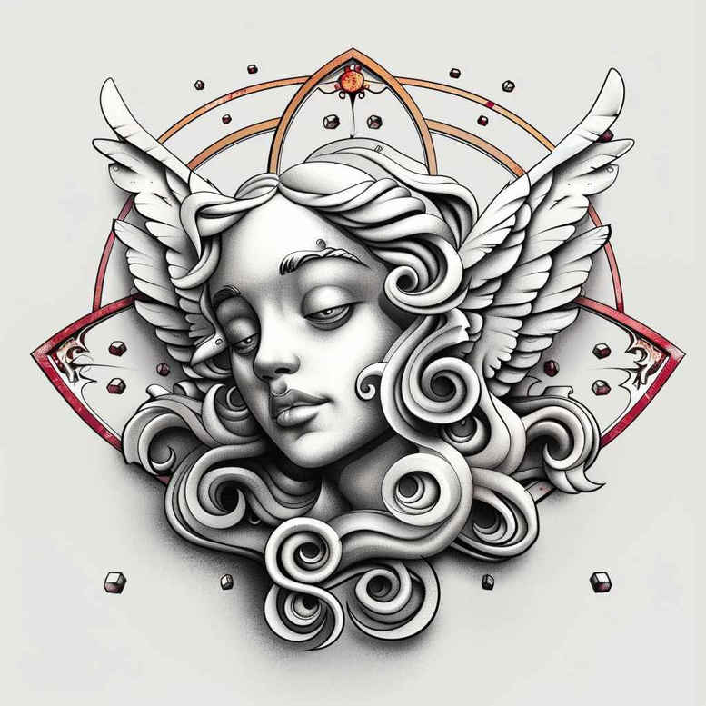 angel-of-the-dawn – tattoo design ideas free ai generated – neotraditional-refined-lines – for-wrist – Gallery: angel-inkby-ai