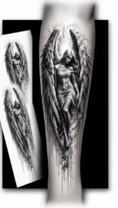 angel-of-the-night – tattoo design ideas free ai generated – neotraditional-soft-shadows – for-arm – Gallery: angel-inkby-ai