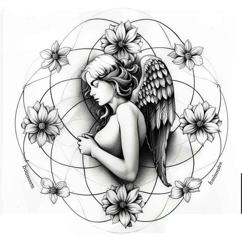 angel-of-the-night – tattoo design ideas free ai generated – realism-real-ink-flow – for-upper-chest – Gallery: angel-inkby-ai