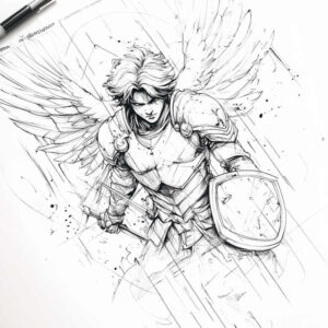 angel-of-the-night – tattoo design ideas free ai generated – realism-realistic-lighting – for-back – Gallery: angel-inkby-ai