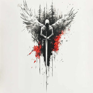 angel-of-the-night – tattoo design ideas free ai generated – surrealism-ghostly-shapes – for-forearm – Gallery: angel-inkby-ai