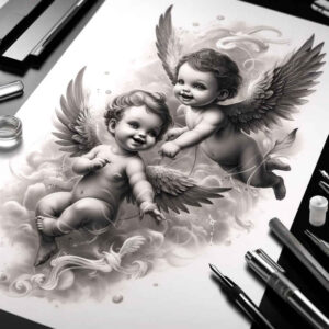 angel-of-truth – tattoo design ideas free ai generated – surrealism-chromatic-flux – for-hip – Gallery: angel-inkby-ai