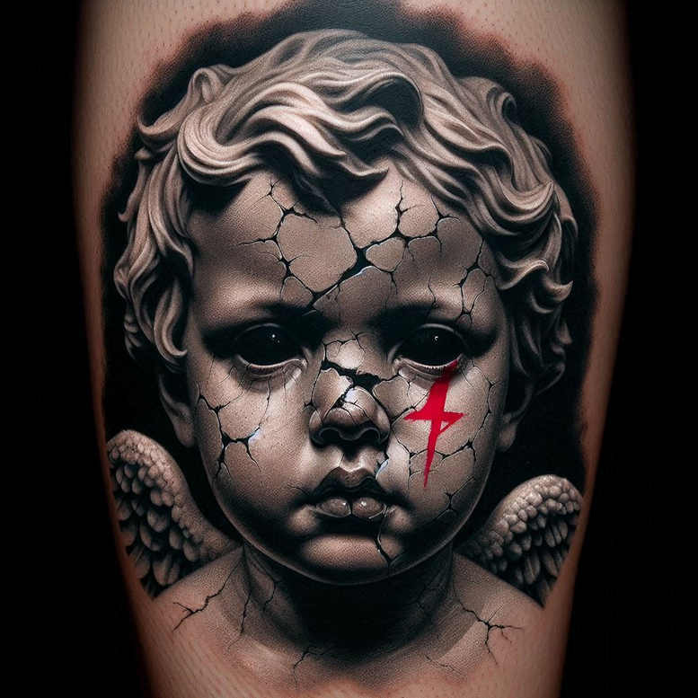 angel-of-truth – tattoo design ideas free ai generated – surrealism-unreal – for-lower-leg – Gallery: angel-inkby-ai
