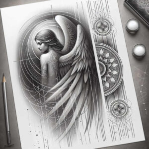 angel-of-wisdom – tattoo design ideas free ai generated – neotraditional-bold-highlights – for-triceps – Gallery: angel-inkby-ai
