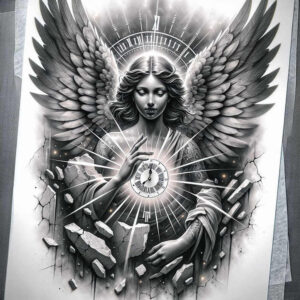 angel-of-wisdom – tattoo design ideas free ai generated – realism-ultra-detailed – for-hip – Gallery: angel-inkby-ai