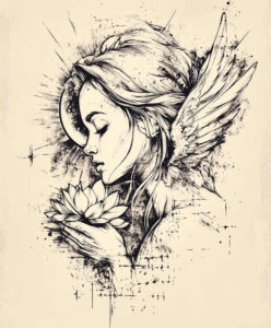 angel-of-wisdom – tattoo design ideas free ai generated – surrealism-symbolic-motifs – for-hand – Gallery: angel-inkby-ai