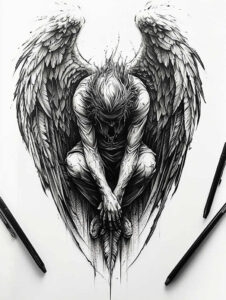 angel-protector – tattoo design ideas free ai generated – neotraditional-artful-color – for-back-shoulder – Gallery: angel-inkby-ai
