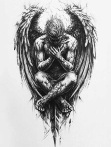 angel-protector – tattoo design ideas free ai generated – neotraditional-clean-fill – for-temple – Gallery: angel-inkby-ai