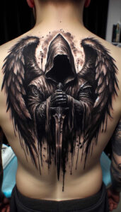 angel-protector – tattoo design ideas free ai generated – neotraditional-dynamic-color – for-nape – Gallery: angel-inkby-ai