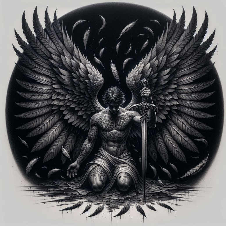 angel-protector – tattoo design ideas free ai generated – realism-depth-perception – for-forearm – Gallery: angel-inkby-ai