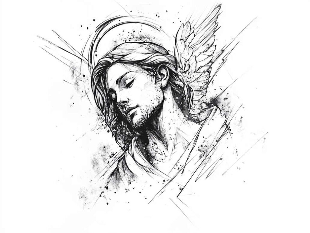 angel-protector – tattoo design ideas free ai generated – realism-seamless-blend – for-foot – Gallery: angel-inkby-ai