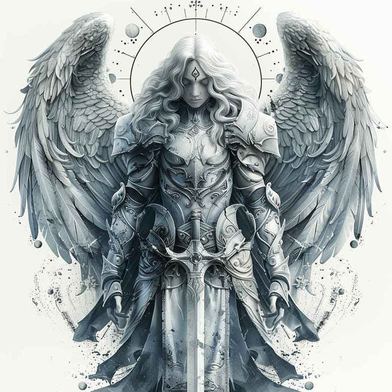 angel-woman – tattoo design ideas free ai generated – neotraditional-decorative-detail – for-side-torso – Gallery: angel-inkby-ai