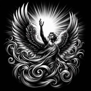angel-woman – tattoo design ideas free ai generated – surrealism-impossible-forms – for-stomach – Gallery: angel-inkby-ai
