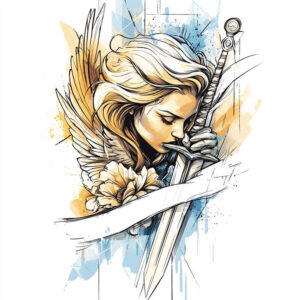 angel-woman – tattoo design ideas free ai generated – surrealism-visionary – for-sternum – Gallery: angel-inkby-ai