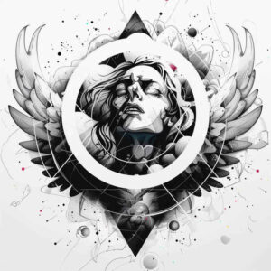 angelic-force – tattoo design ideas free ai generated – circular-pattern – for-lower-chest – Gallery: angel-inkby-ai