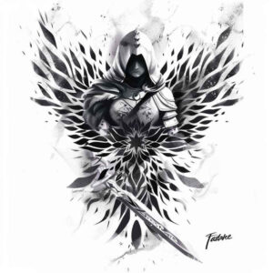 angelic-force – tattoo design ideas free ai generated – neotraditional-classic-motifs – for-shoulder – Gallery: angel-inkby-ai