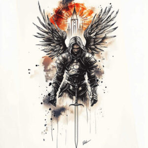 angelic-force – tattoo design ideas free ai generated – realism-portrait-realism – for-shin – Gallery: angel-inkby-ai