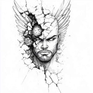 angelic-force – tattoo design ideas free ai generated – realism-realistic-lighting – for-toe – Gallery: angel-inkby-ai