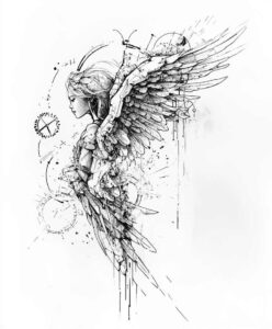 angelic-light – tattoo design ideas free ai generated – realism-soft-transitions – for-lower-thigh – Gallery: angel-inkby-ai