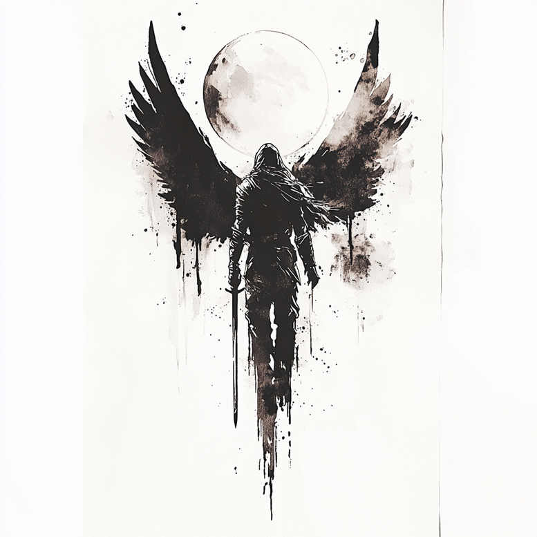 angelic-power – tattoo design ideas free ai generated – neotraditional-bold-highlights – for-ribs – Gallery: angel-inkby-ai