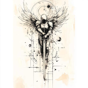 angelic-power – tattoo design ideas free ai generated – neotraditional-refined-lines – for-lower-back – Gallery: angel-inkby-ai