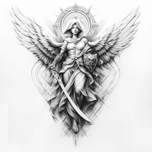 angelic-power – tattoo design ideas free ai generated – realism-photorealistic-drawing – for-ribs – Gallery: angel-inkby-ai