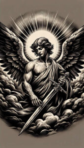 angelic-presence – tattoo design ideas free ai generated – neotraditional-refined-detail – for-upper-shoulder – Gallery: angel-inkby-ai