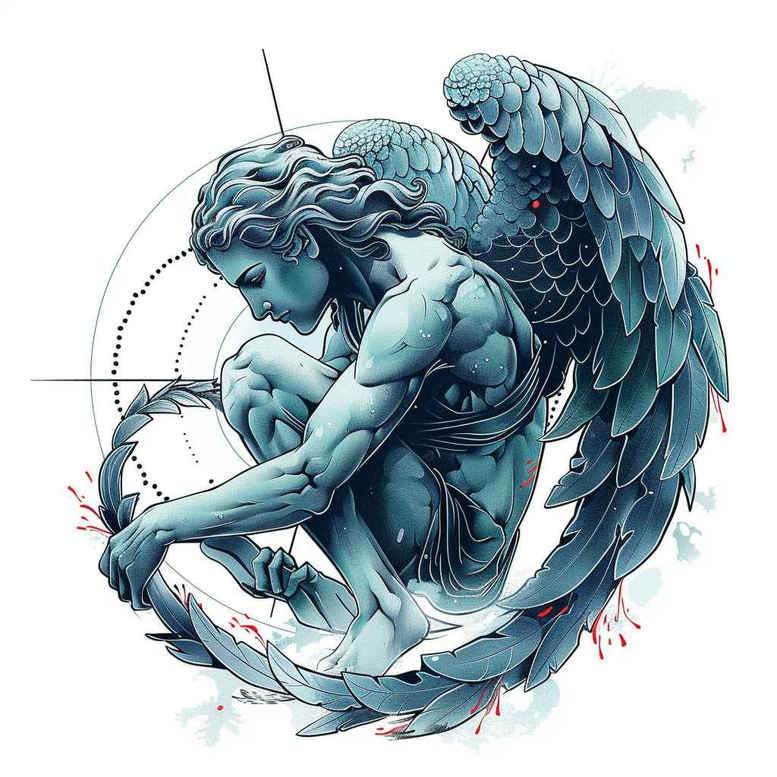 angelic-protector – tattoo design ideas free ai generated – neotraditional-artistic-contrast – for-ribs – Gallery: angel-inkby-ai