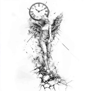 angelic-protector – tattoo design ideas free ai generated – neotraditional-decorative-flourishes – for-upper-thigh – Gallery: angel-inkby-ai