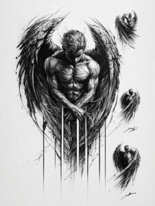 angelic-protector – tattoo design ideas free ai generated – realism-dimensional-ink – for-lower-arm – Gallery: angel-inkby-ai