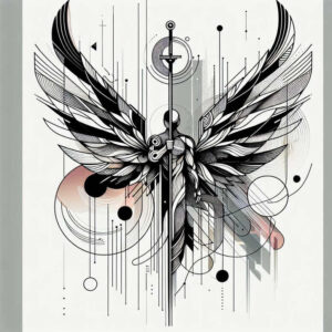angelic-protector – tattoo design ideas free ai generated – surrealism-shadow-play – for-behind-ear – Gallery: angel-inkby-ai
