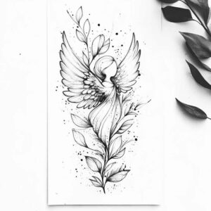 angelic-soul – tattoo design ideas free ai generated – neotraditional-contoured-forms – for-thigh – Gallery: angel-inkby-ai