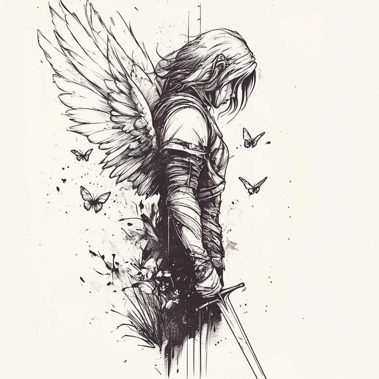 angelic-soul – tattoo design ideas free ai generated – realism-natural-contours – for-ribs – Gallery: angel-inkby-ai