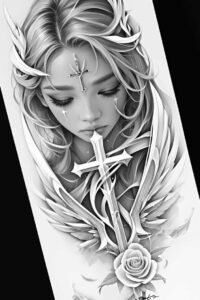 angelic-soul – tattoo design ideas free ai generated – realism-portrait-realism – for-heel – Gallery: angel-inkby-ai