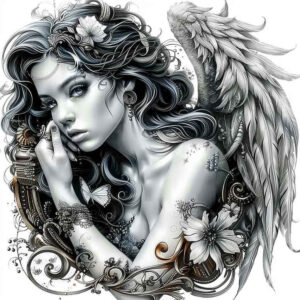 angelic-soul – tattoo design ideas free ai generated – surrealism-ethereal-glow – for-palm – Gallery: angel-inkby-ai