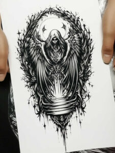 angelic-soul – tattoo design ideas free ai generated – surrealism-whimsical – for-stomach – Gallery: angel-inkby-ai