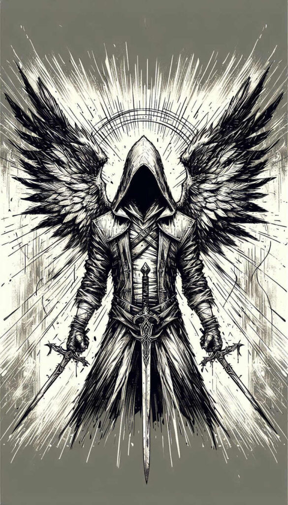 angels – tattoo design ideas free ai generated – neotraditional-bold-color – for-fingers – Gallery: angel-inkby-ai