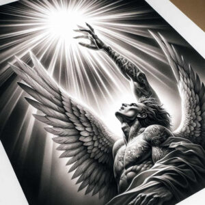 angels – tattoo design ideas free ai generated – surrealism-phantom – for-neck – Gallery: angel-inkby-ai