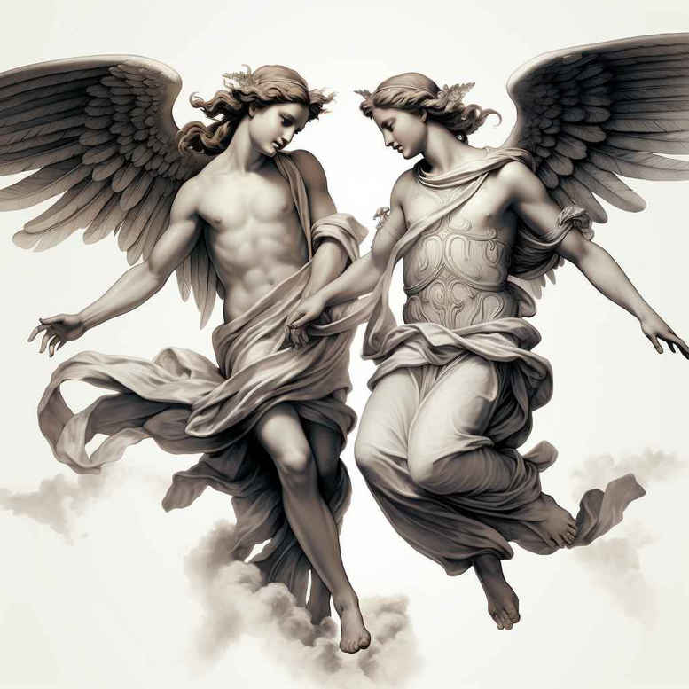 archangel – tattoo design ideas free ai generated – realism-smooth-gradients – for-side-torso – Gallery: angel-inkby-ai