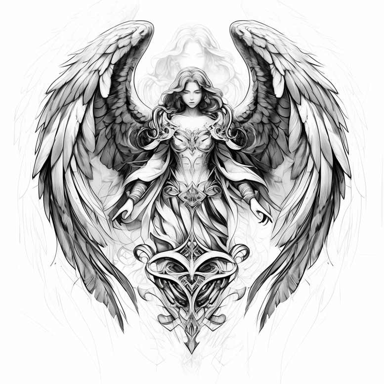 archangel – tattoo design ideas free ai generated – surrealism-metaphysical – for-arm – Gallery: angel-inkby-ai