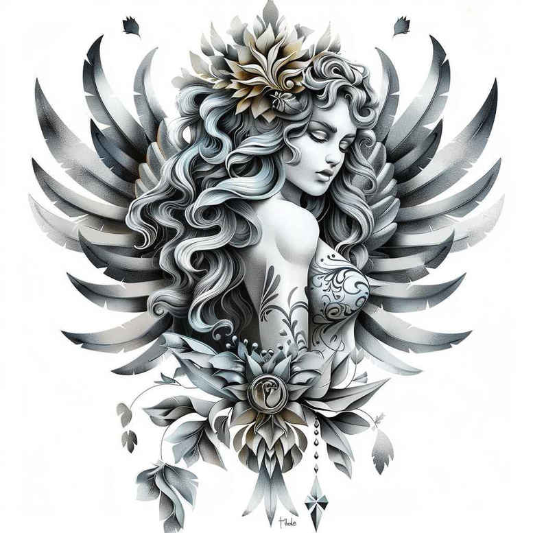 archangels – tattoo design ideas free ai generated – ornamental – for-arm – Gallery: angel-inkby-ai