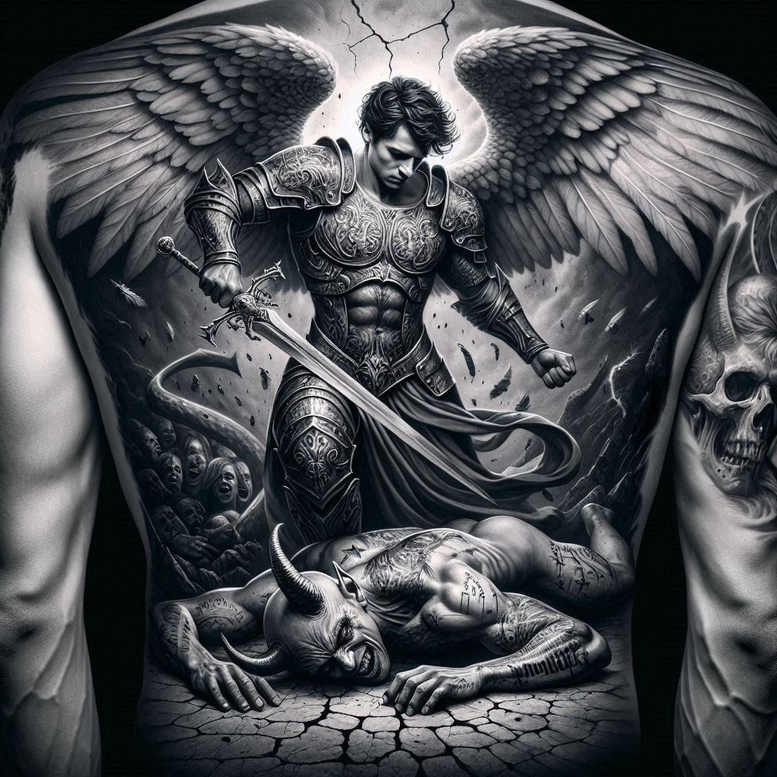 archangels – tattoo design ideas free ai generated – realism-organic-structure – for-side – Gallery: angel-inkby-ai